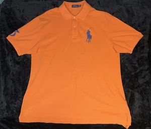 Polo Ralph Lauren Poloshirt Herren 2XLT Orange Big Blue Pony #3 Rugby EUC 174 - Bild 1 von 9