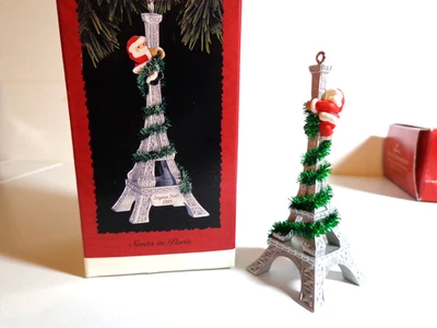 Adorno Hallmark 1995 - Torre Eiffel con Santa Foto 1 de 4