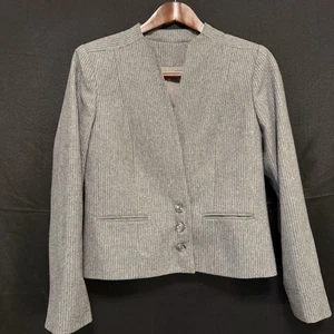 J Ashford Vintage Wool Blazer Gray Pin Striped Women’s Size 10 Preppy - Picture 1 of 20