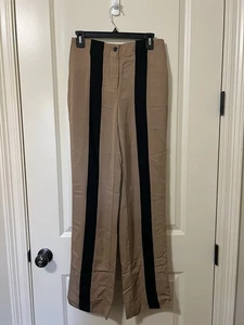 AALTO Hose Damen 38 camel mit schwarzen Streifen ausgestelltes Bein Wolle/Viskose Mischung - Bild 1 von 7