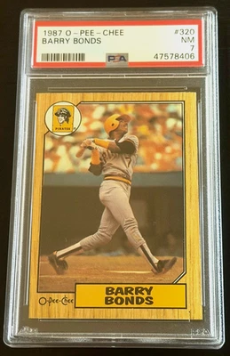 1987 O - PEE - CHEE #320 BARRY BONDS ROOKIE PSA 7 HIS RAIREST CARD COMBINE SHIPP - Image 1 of 4