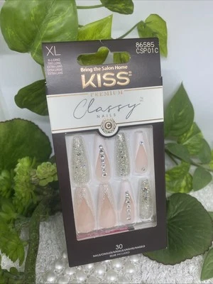 KISS PREMIUM CLASSY NAILS Nägel 30 x Kunstnägel + Kleber Gr. XL 86585 *neu* - Bild 1 von 3