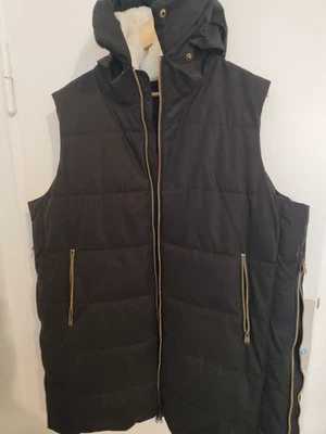 Lange Dicke Weste 46 48 schwarz Kapuze C&A Wie Neu Steppweste  - Bild 1 von 4