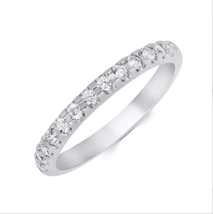 Womens 1/5 Carat CT Round Cut Bridal Wedding Band Ring Solid Silver Size 5-9 - Picture 1 of 4