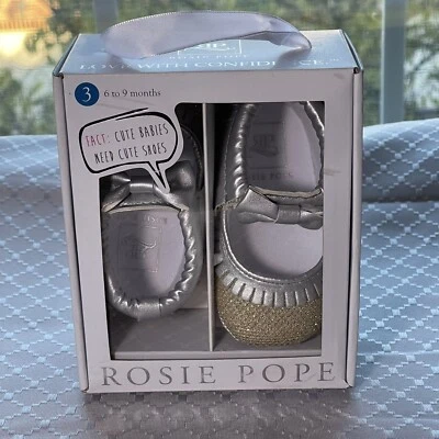 Rosie Pope Infant Glamour Girl 65-6195 Gold-Silver Crib Flat Size 6-9 Months - Image 1 of 4