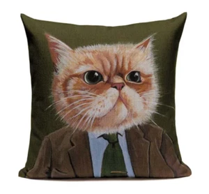 Cat Scarf Jacket CAT11 Cushion Pillow Cover Cartoon Pet Feline Animal Wear - Picture 1 of 5