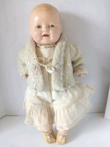 1930 E.I.H. Baby Grübchen Reiter Zusammensetzung Puppe schönes Kleid & Mantel fast 100 Jahre - Bild 1 von 23