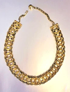 Vintage Hobé Choker Necklace Mesh Chain Link in Gold Tone ~ Minty ~ Gorgeous! - Picture 1 of 16