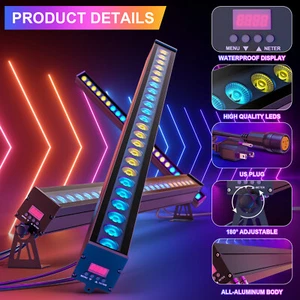 24LED Waterproof Wall Wash Light 192W DMX RGB Chase Light DJ Bar Club Lighting - Picture 1 of 15