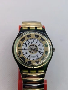Vintage Swatch Quartz Mens Watch Gold Steel Swiss Made Collect - Picture 1 of 12