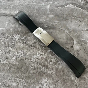 NUOVO cinturino orologio aftermarket 20 mm nero silicone gomma per Rolex OYSTERFLEX - Foto 1 di 14