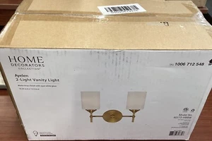 NEW Home Decorators 2-Light Matte Brass Bathroom Vanity Light Opal Shades B54 - Picture 1 of 2
