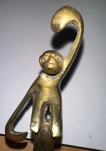 Vintage Brass Monkey Letter Opener – Heavy Metal with Paw Hook Handle – Unique - Picture 1 of 6