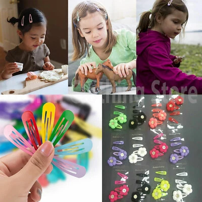 24 Mixed Baby Toddler Girl Hair Clips Snap Flower  Hairpin Barrette Tic Tac 2" - Image 1 of 4