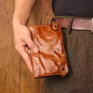 Retro Real Leather Men's Long Wallet Large Capacity Clutch Slim Card Holder - Picture 1 of 28
