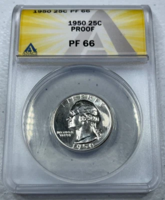1950  Washington US Silver Quarter,   PF66 by ANACS,   an EXQUISITE coin!!! - Image 1 of 4