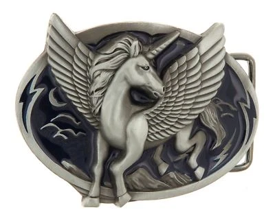 Unicorn Horse Blue Enamel Metal Belt Buckle - Image 1 of 2