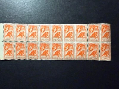 Sarawak 1955 2c Orangután SG189 MNH bloque de 18 Foto 1 de 2