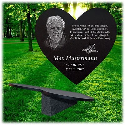 GRANIT Grabmal GRABPLATTE + Stütze Fotogravur + Text 28x29,5 cm Grabstein-h70s