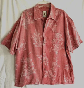 Jamaica Jaxx Men's 100 % Silk Jacquard Hawaiian Shirt Sz XXL Pigment Dye Salmon - Picture 1 of 12