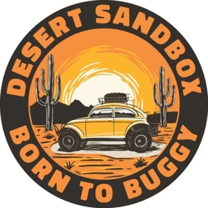 DESERT SANDBOX Born to Buggy Desert Baja Bug VW Volkswagen Window Bumper STICKER - Picture 1 of 1