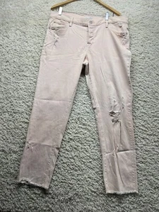 Loft Boyfriend Size 32/14 x 28 Light Pink Cropped Distressed Raw Hem Pant Jeans - Picture 1 of 10