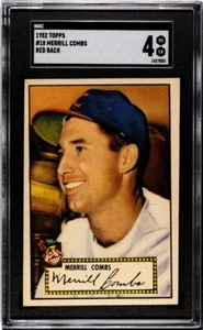 1952 Topps ##18 Merrill Combs Red Back SGC 4 VG EX Indians  - Picture 1 of 2
