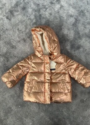 NWT Baby GAP Rose Gold Winter Puffer Jacket Parka Size 18-24M - Image 1 of 4