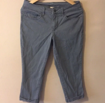Faded Glory Capri Crop Jeggings Talla 10 Gris Calce Elástico Delgado #p2-132 Foto 1 de 4