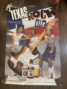 Texas rocks Miller Lite Beer Poster 80s Vintage 20 x 30 Miss Texas - Picture 1 of 6