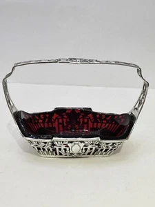 Beautiful 800 Silver German Art Nouveau Basket with Glass Liner c.1895 - Picture 1 of 10