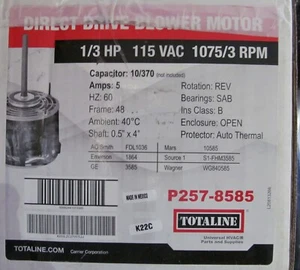 NEW TOTALINE P257-8585 DIRECT DRIVE BLOWER MOTOR 1/3HP 115V 1075/RPM - Picture 1 of 6