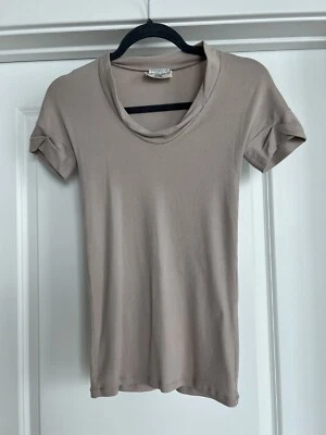 Blusa Brunello Cucinelli bege manga curta contas Monili tamanho P - Imagem 1 de 4