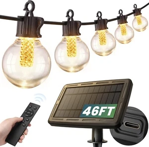 Solar Lichterkette Aussen Outdoor mit Fernbedienung, 14m IP65 Wetterfest LED - Bild 1 von 6