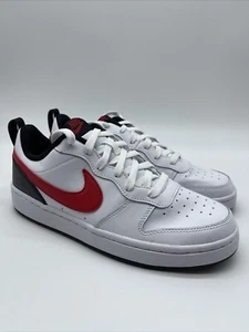 Nike Court Borough Low 2 White/University Red-Black BQ5448-110 GS Kids Size 6.5Y - Picture 1 of 5