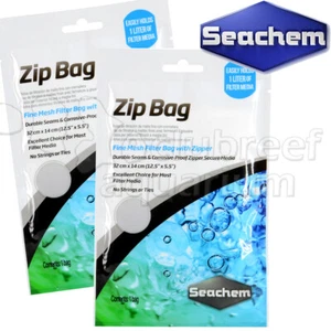Paquete de 2 bolsas con cremallera bolsa de medios de filtro de malla de tamaño mediano con cremallera Seachem 12,5" x 5,5" - Imagen 1 de 2