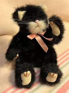Peluche TY 1992 PURRCY SNODATO Gattino Gatto Nero Bianco Tush Tag 9" Vintage RARO - Foto 1 di 8