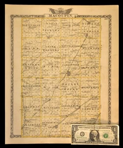 ca 1876 MACOUPIN COUNTY Illinois Map Carlinville Staunton Original Atlas Antique - Picture 1 of 10