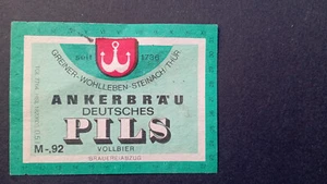 Ankerbräu Pils, Bier-Etikett Greiner-Wohlleben Steinach Thüringen - Bild 1 von 2