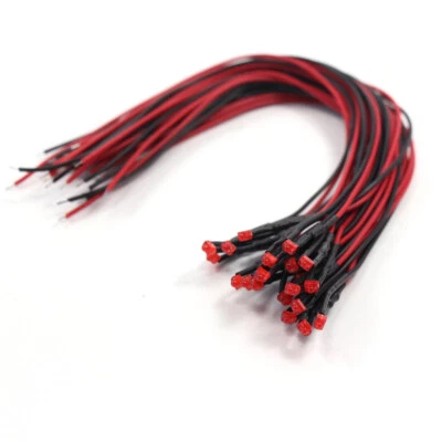 20pcs Pre-wired Resistor 26awg Wire Diffused Red 1.8mm LED Lamp Light 12V - Image 1 of 4