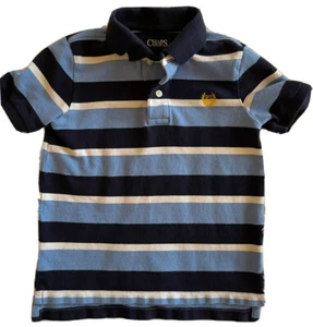 Camisa polo a rayas azules de manga corta Chaps talla 4 para niños  - Imagen 1 de 3
