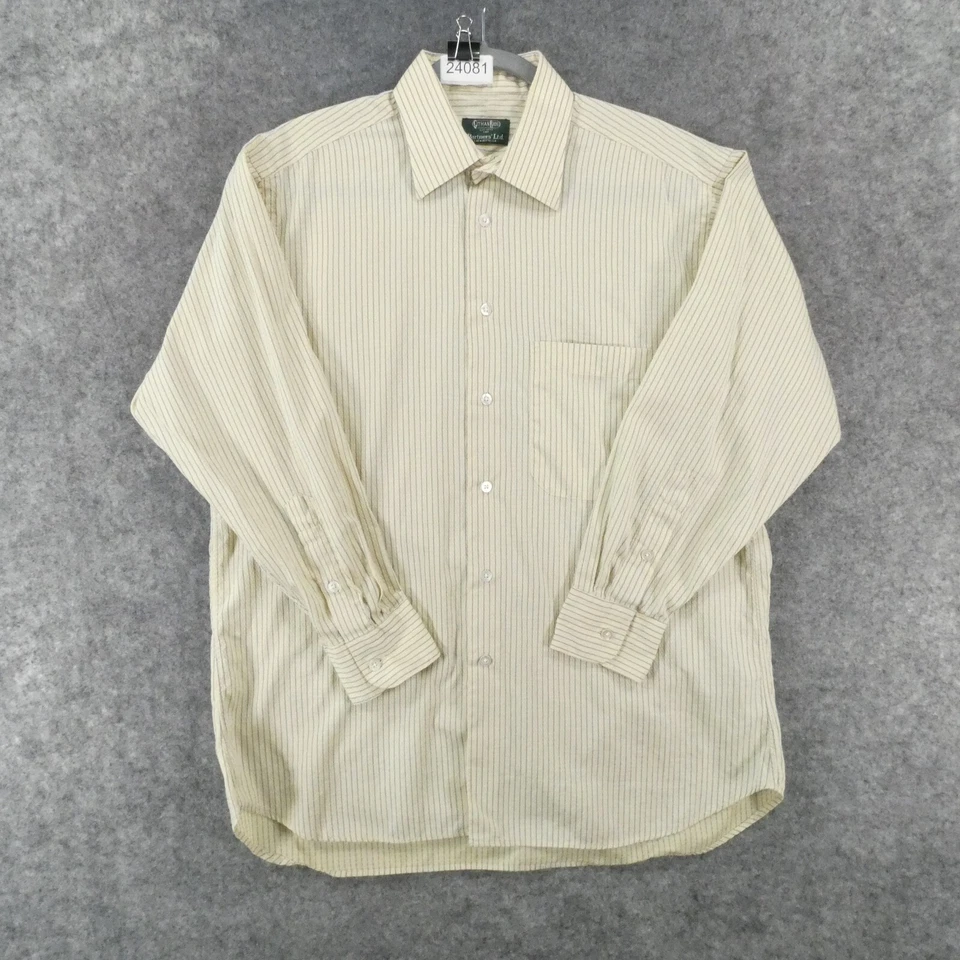 Vintage Gitman Bros Shirt Men 16-32 Long Sleeve Yellow Blue Striped USA - Image 1 of 4