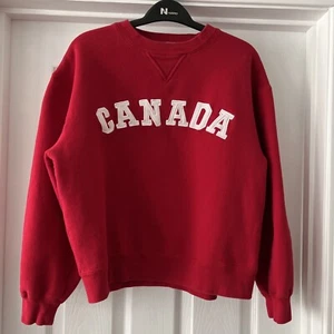 CANADA Red Embroidered Block Letter Sweatshirt YOUTH L/XL VTG - Picture 1 of 5