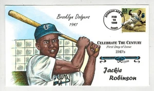 1999 COLLINS HANDPAINTED JACKIE ROBINSON BASEBALL CELEGRATE THE CENTURY FDC - Picture 1 of 1