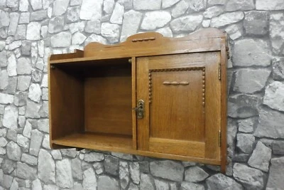 Antiguo gabinete de pared alemán de madera gabinete de baño botiquín alrededor de 1920 Foto 1 de 4