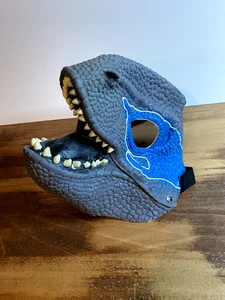 Raptor "BLAU" Dinosaurier Maske für Erwachsene & Kinder Kiefer öffnen| Latex - Jura - Bild 1 von 3