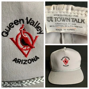 Vtg Town Talk Queen Valley AZ Rope Trucker Hat Snap Back OneSz Gray Red Cardinal - Picture 1 of 10