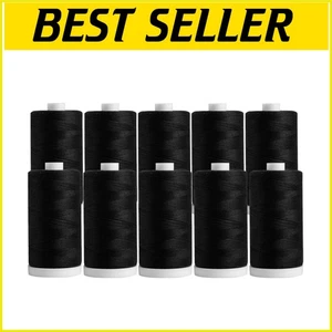Premium 10 Spools of 1200 Yards Black Cotton Thread - Perfect for All Crafts - Picture 1 of 2