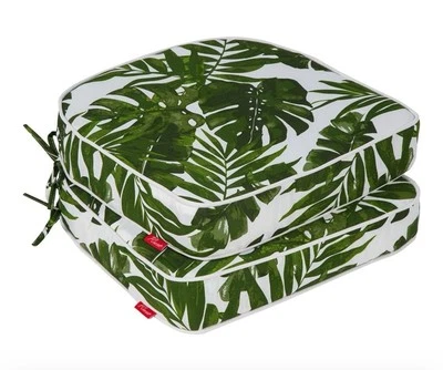Outdoor Chair Cushion Covers ONLY Set of 2, 19x19x3  Green Leaves - Image 1 of 4
