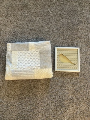 Sonoma Patchwork  Quilt 49x56 Inches Yellow And Gray Matching Bird Wall Art Duo - Image 1 of 3